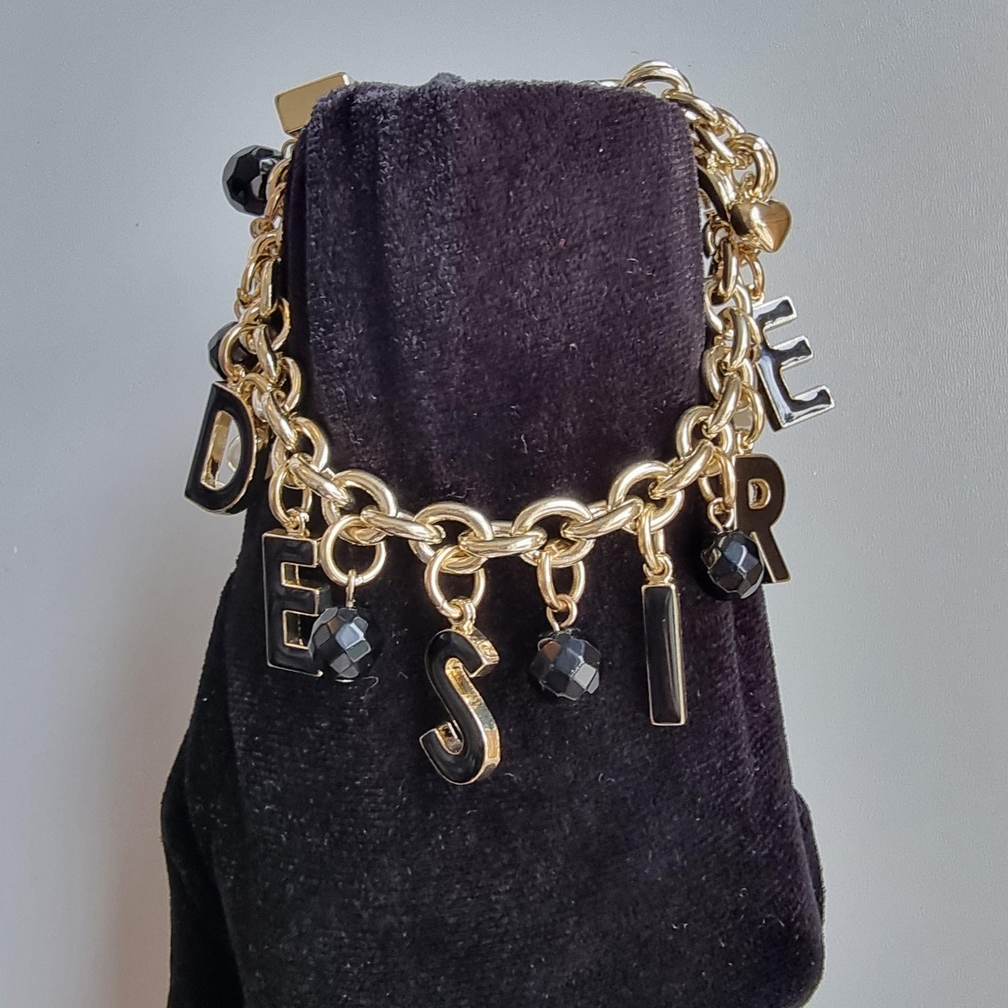 Bracelet - Dolce and Gabanna Desire Black Enamel and Pearls Charm Bracelet