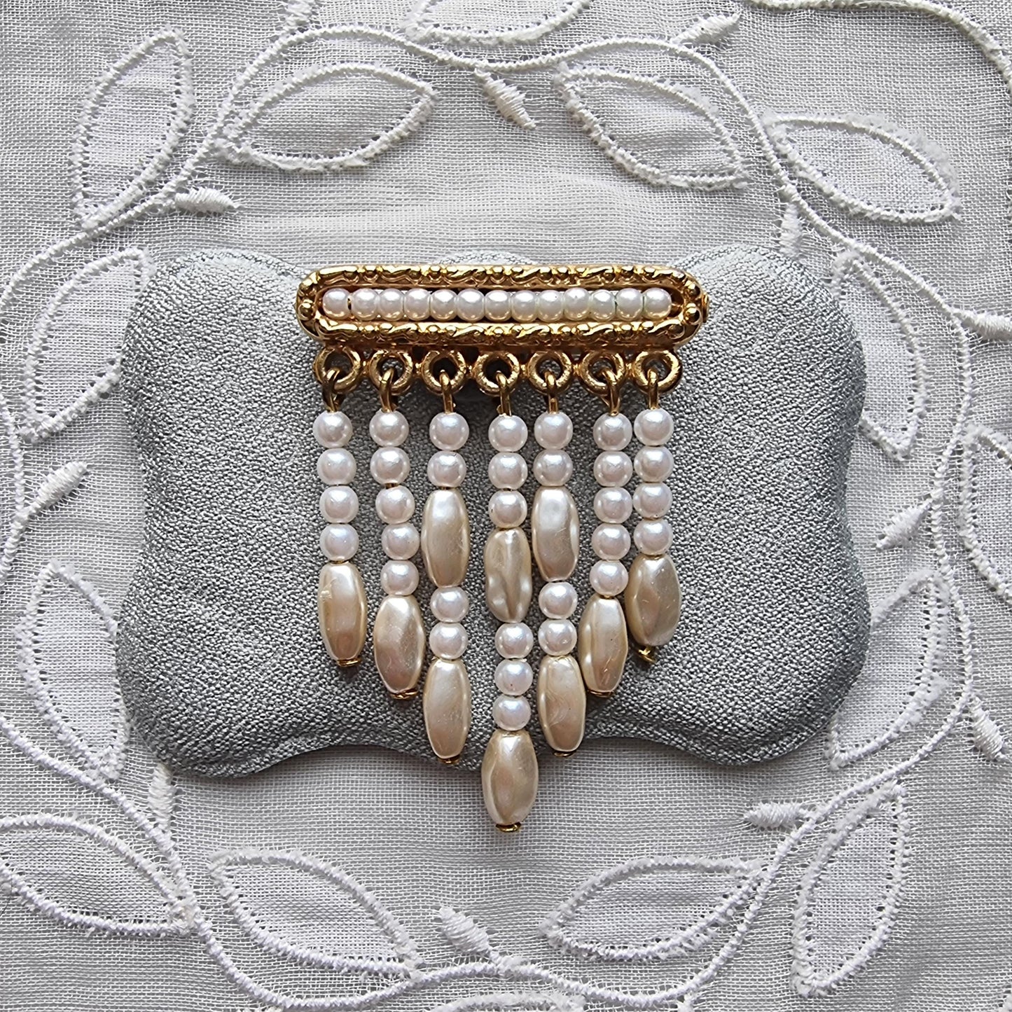 Brooch - Napier Cascading Pearl Drops Brooch