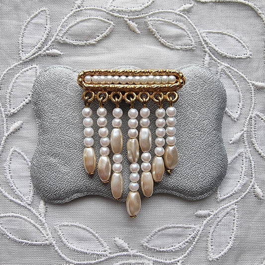 Brooch - Napier Cascading Pearl Drops Brooch