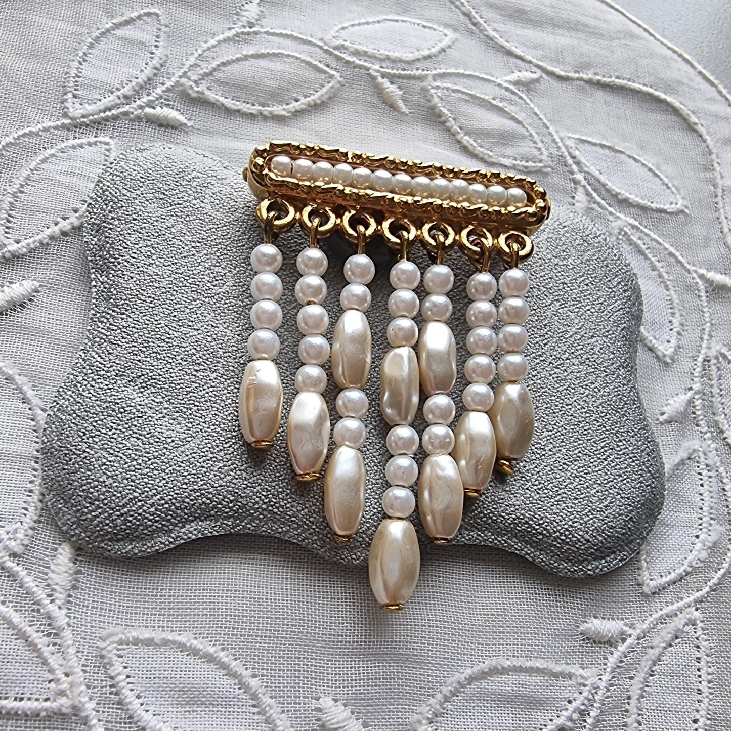 Brooch - Napier Cascading Pearl Drops Brooch