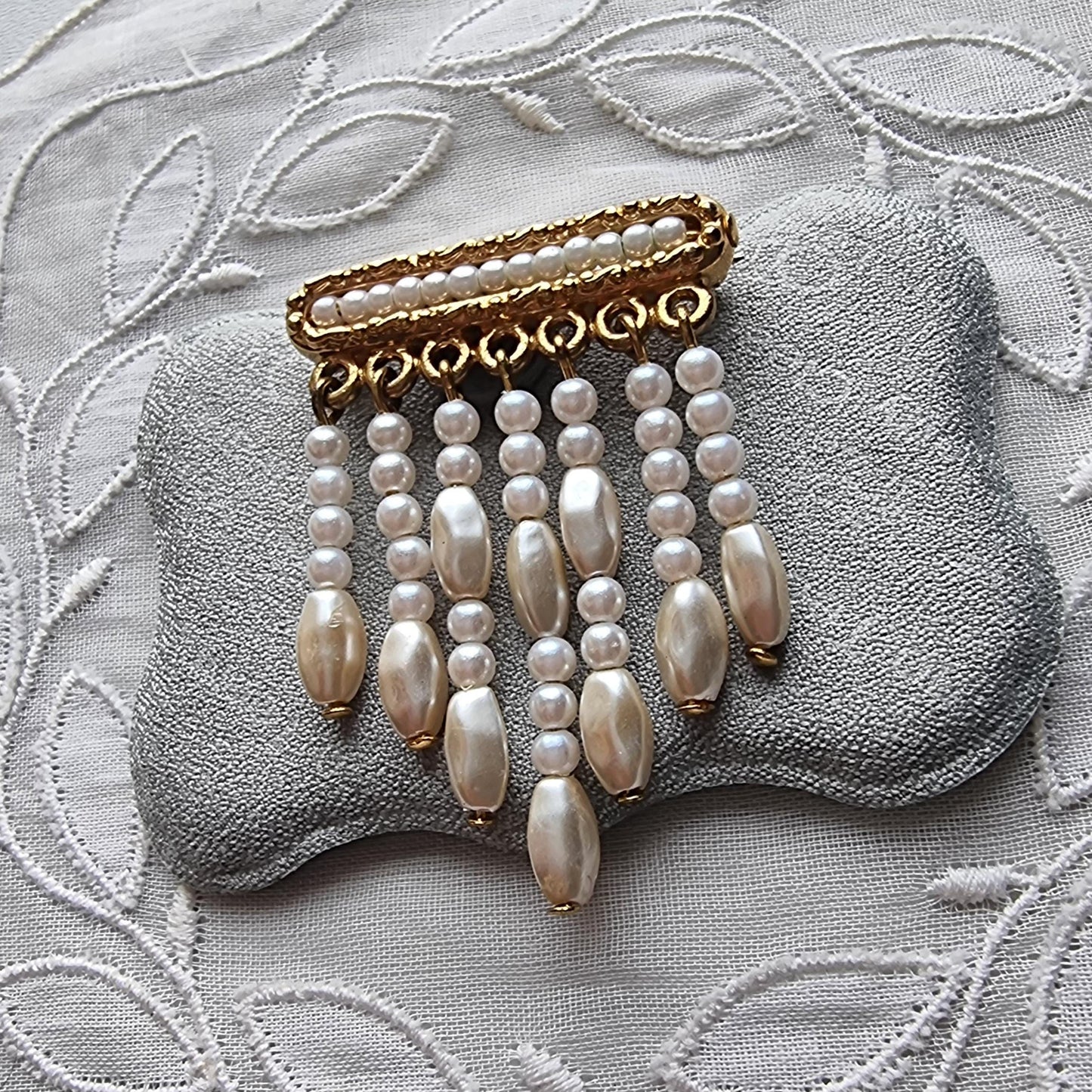 Brooch - Napier Cascading Pearl Drops Brooch