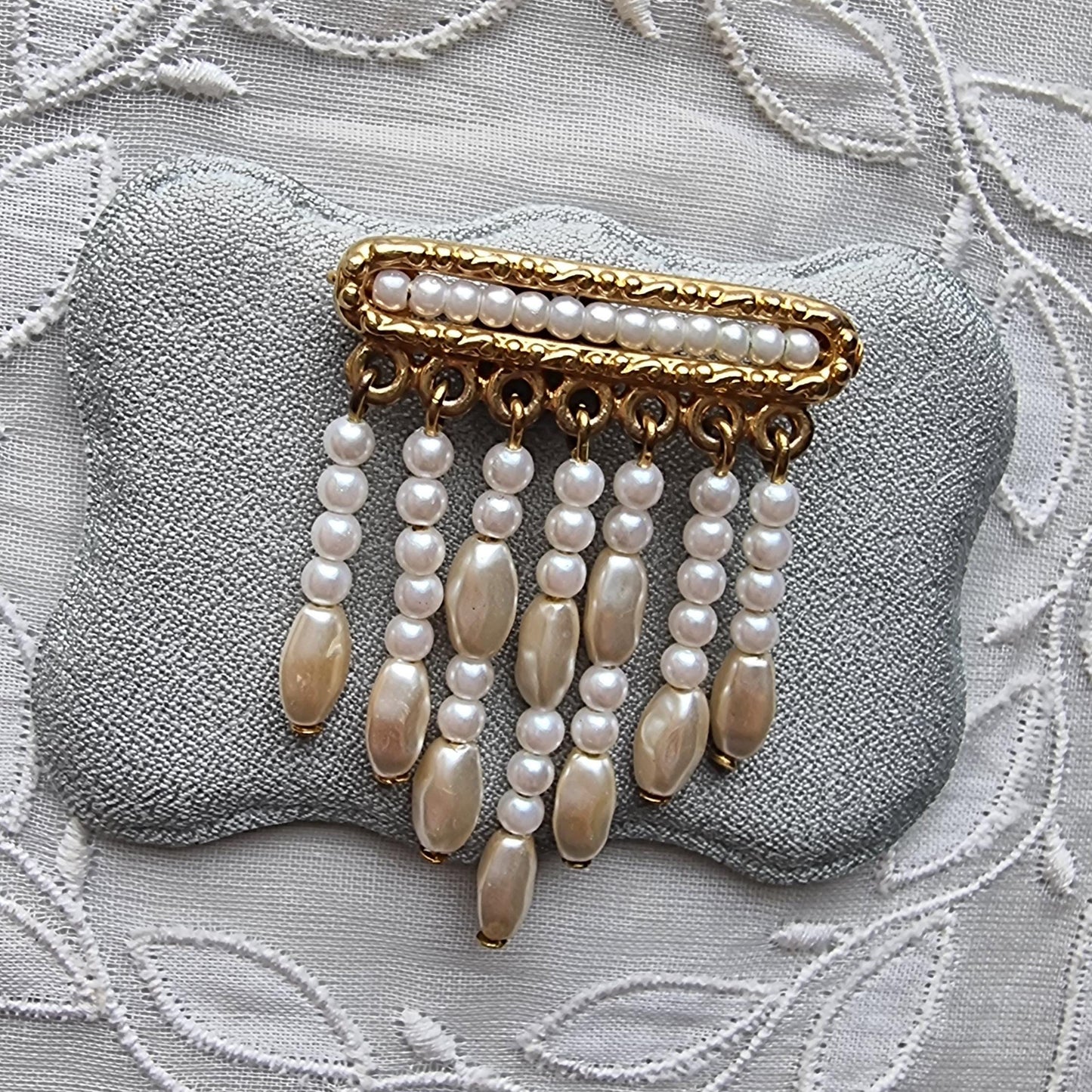 Brooch - Napier Cascading Pearl Drops Brooch