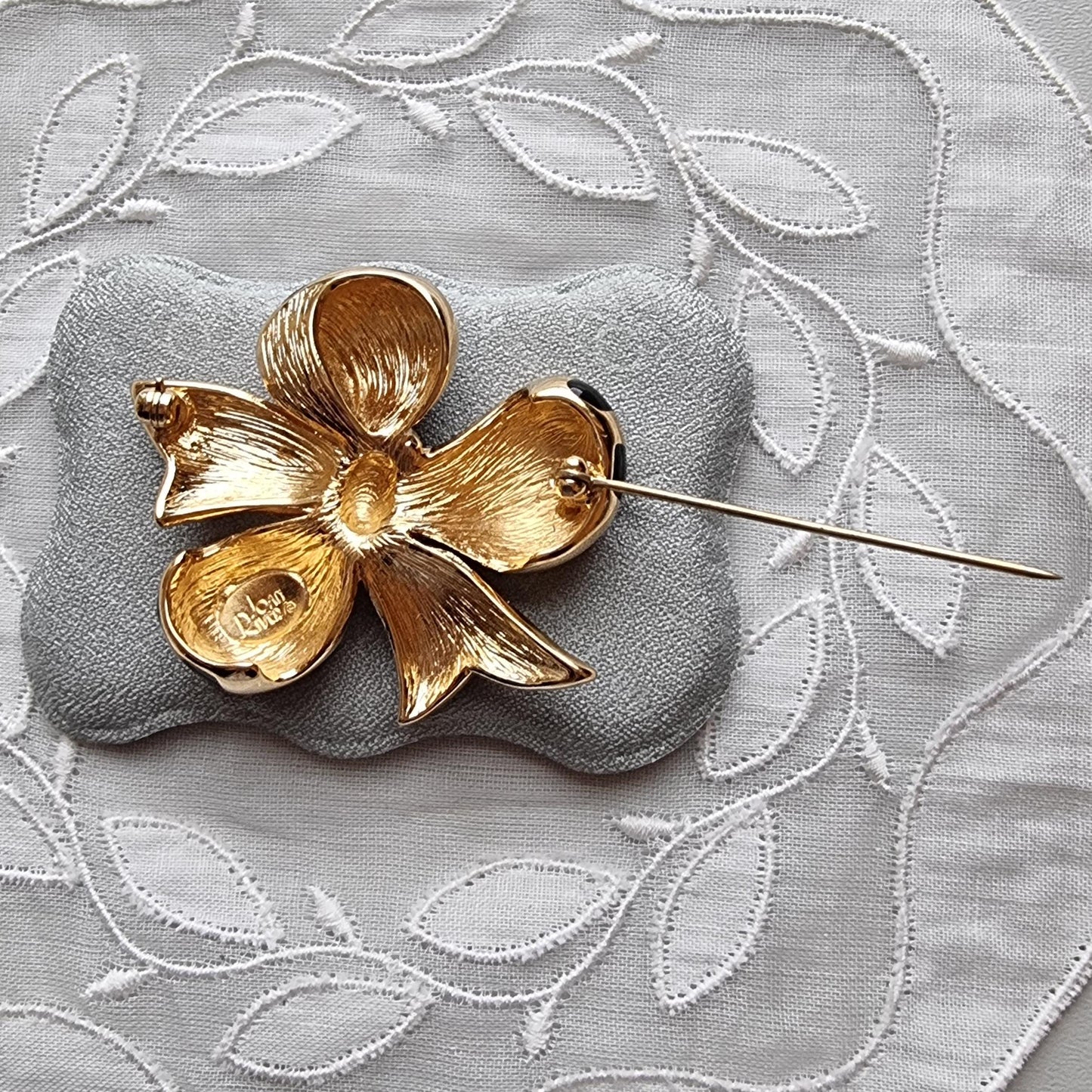 Brooch - Joan Rivers Gold and Black Enamel Bow Brooch