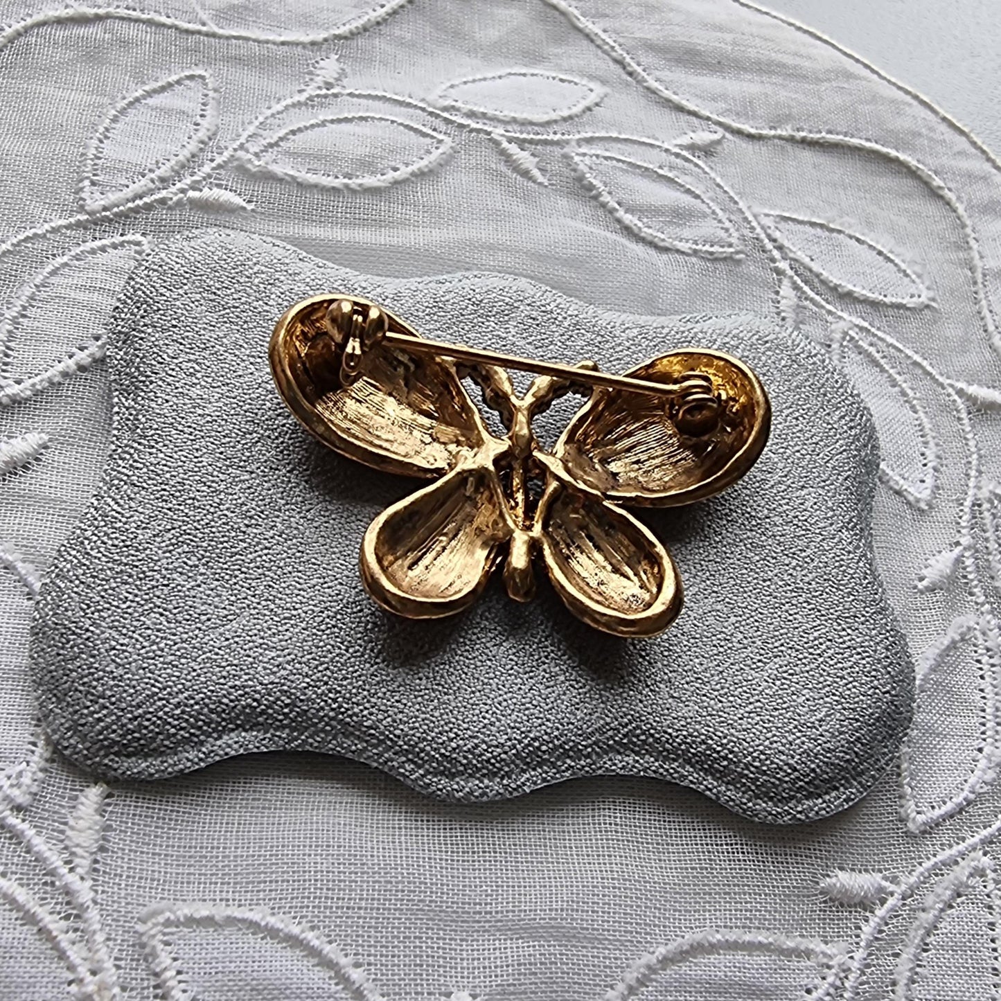 Brooch - Pink and Green Crystals Butterfly Brooch