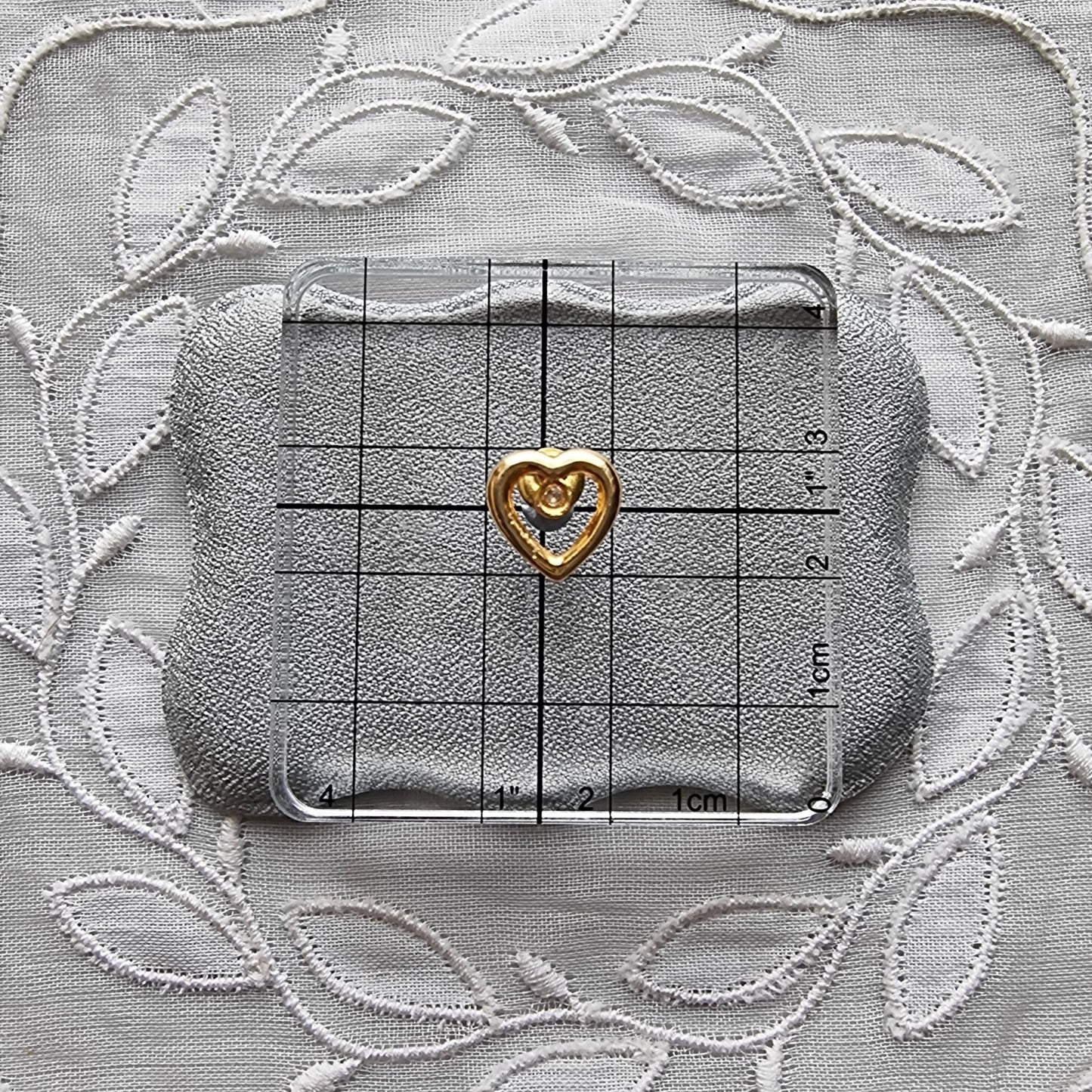 Posts - Gold Beaded Heart Crystal Stud Earrings