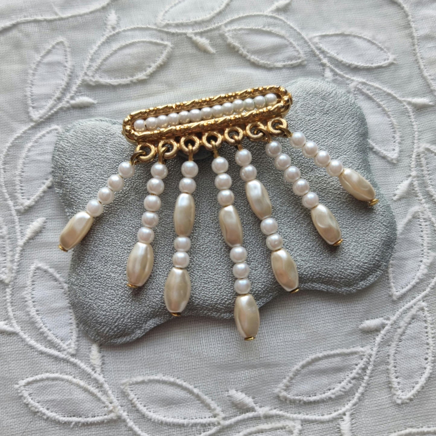 Brooch - Napier Cascading Pearl Drops Brooch