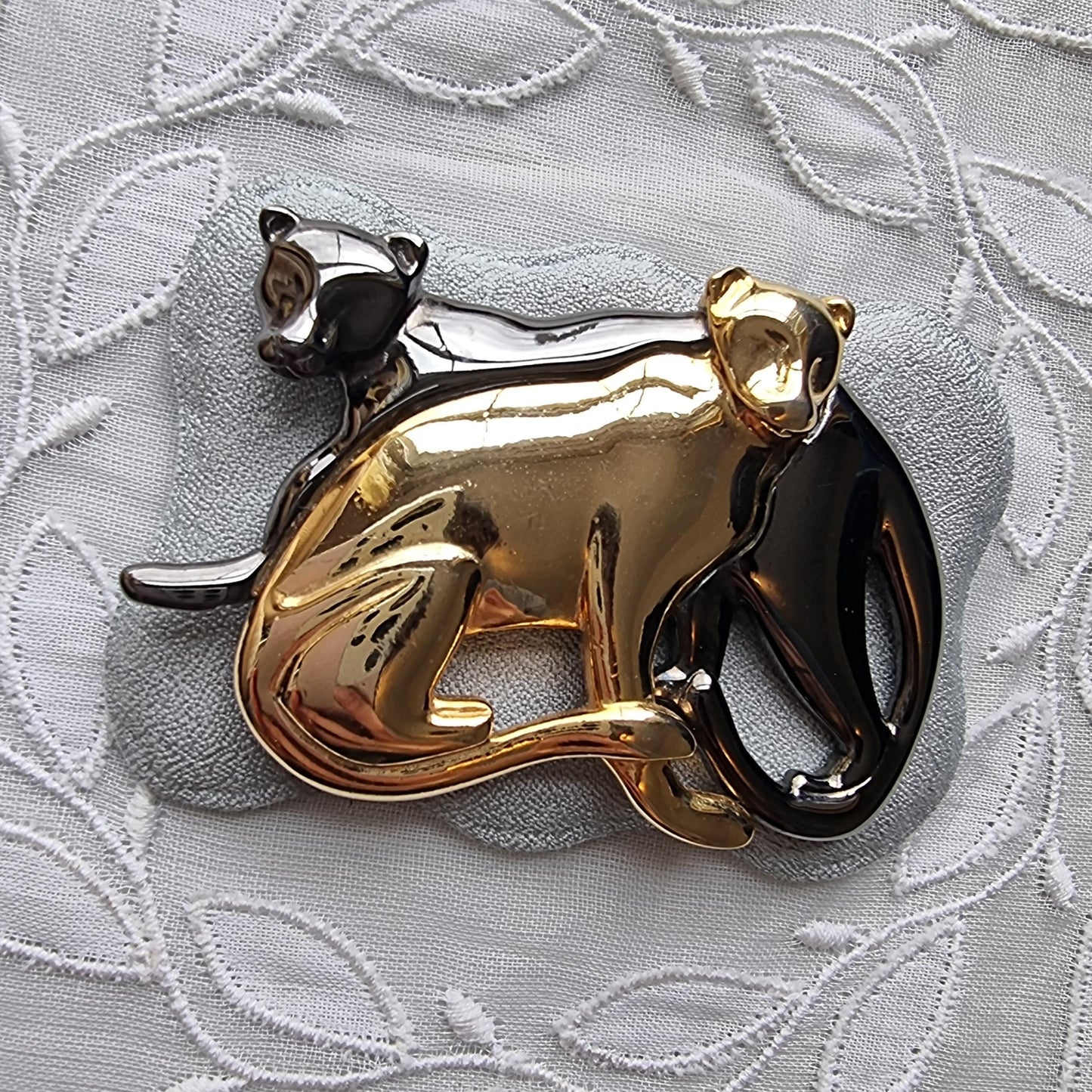 Brooch - Liz Clairborne Gold and Black Panthers Brooch