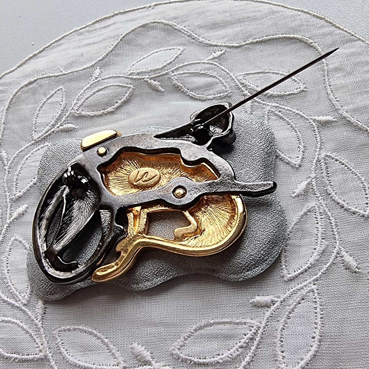 Brooch - Liz Clairborne Gold and Black Panthers Brooch