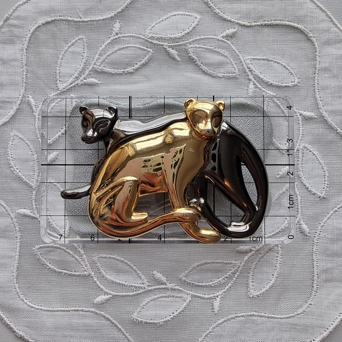 Brooch - Liz Clairborne Gold and Black Panthers Brooch