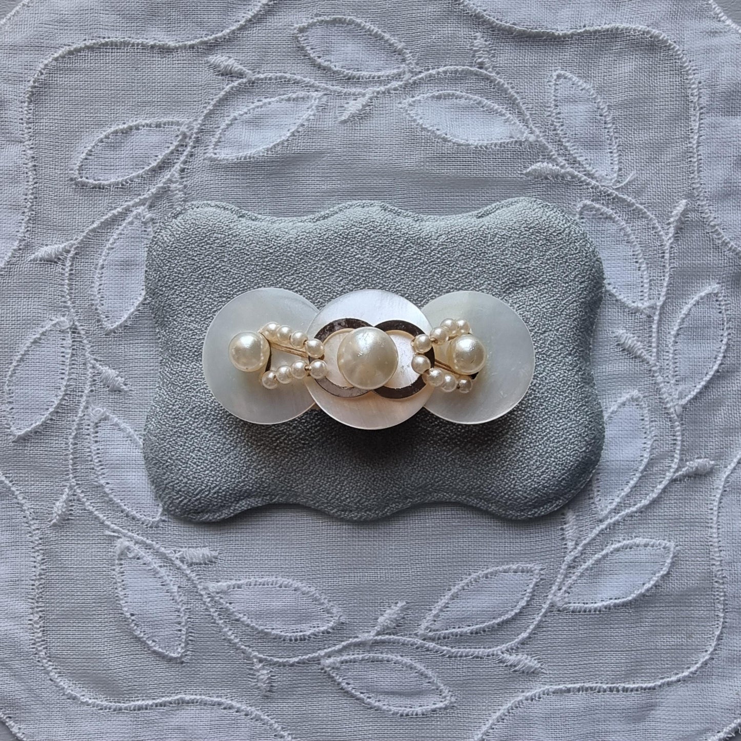 Brooch - Mother of Pearl and Pearl Beads Brooch