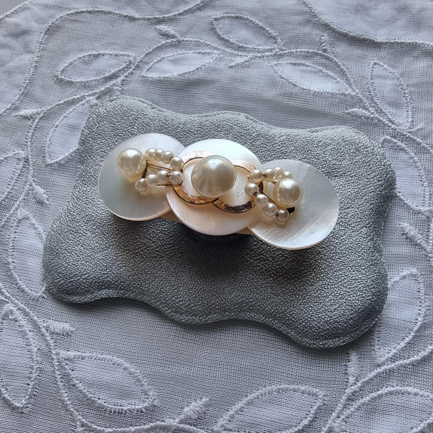Brooch - Mother of Pearl and Pearl Beads Brooch