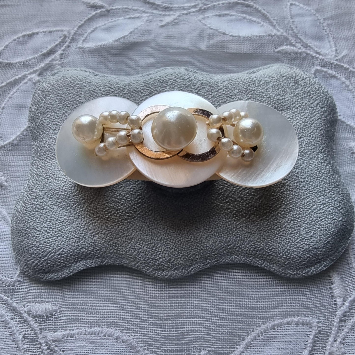 Brooch - Mother of Pearl and Pearl Beads Brooch
