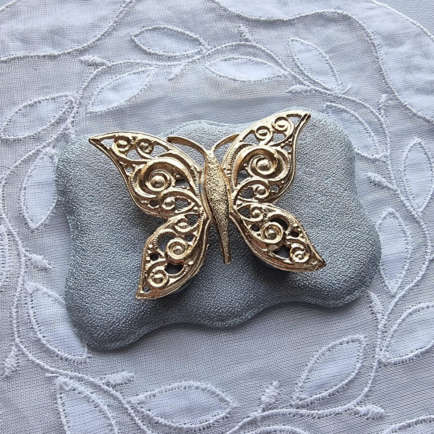 Brooch - Gold Ornate Butterfly Brooch