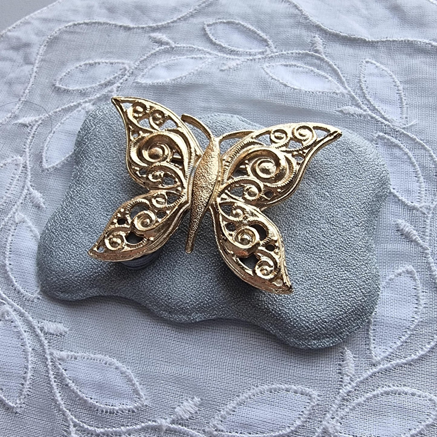 Brooch - Gold Ornate Butterfly Brooch