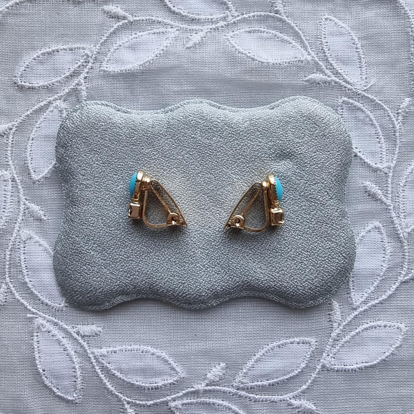 Clip on - Small Turquoise and Crystal Clip on Earrings