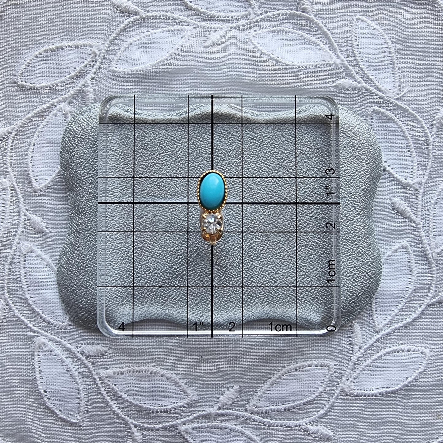 Clip on - Small Turquoise and Crystal Clip on Earrings