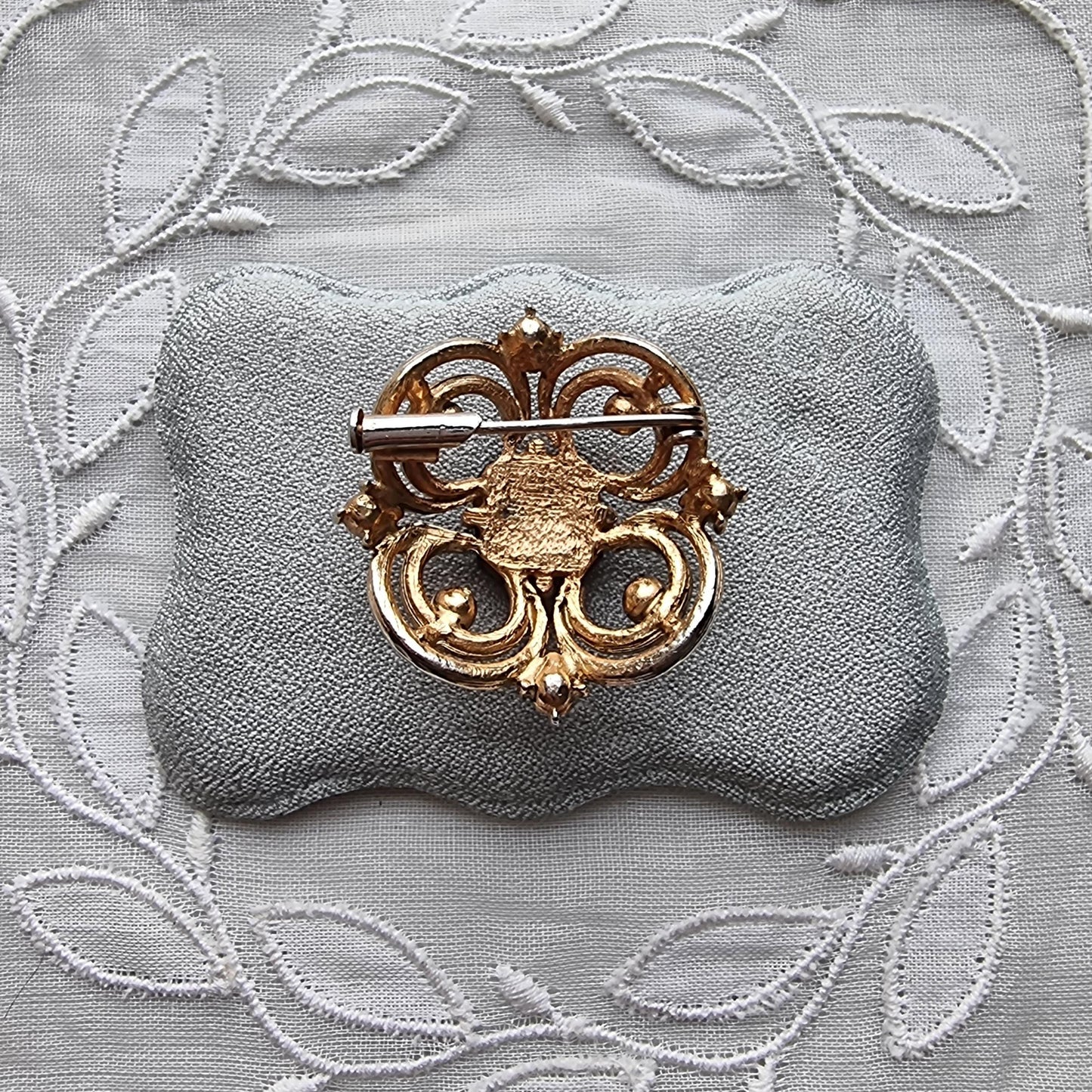 Brooch - Ornate Purple and Pink Crystals Brooch