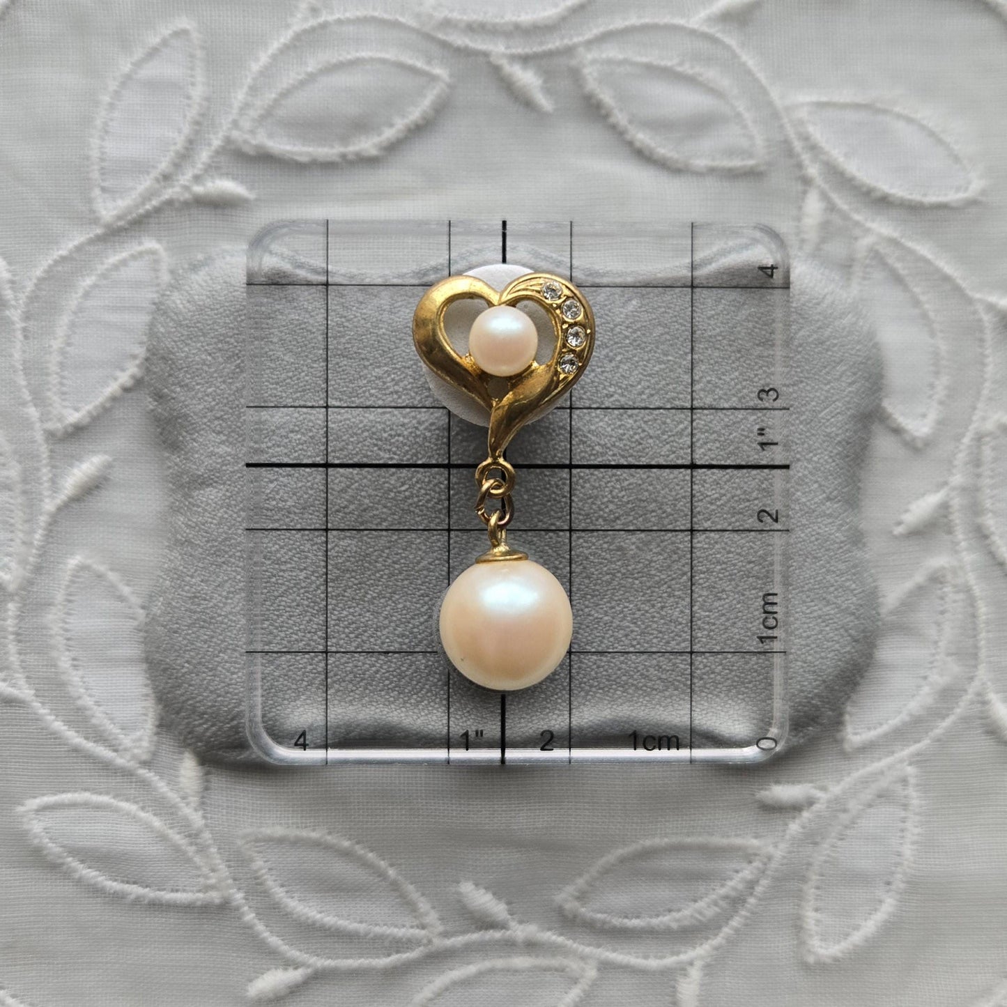 Posts - Pearl and Crystals Heart Drop Earrings