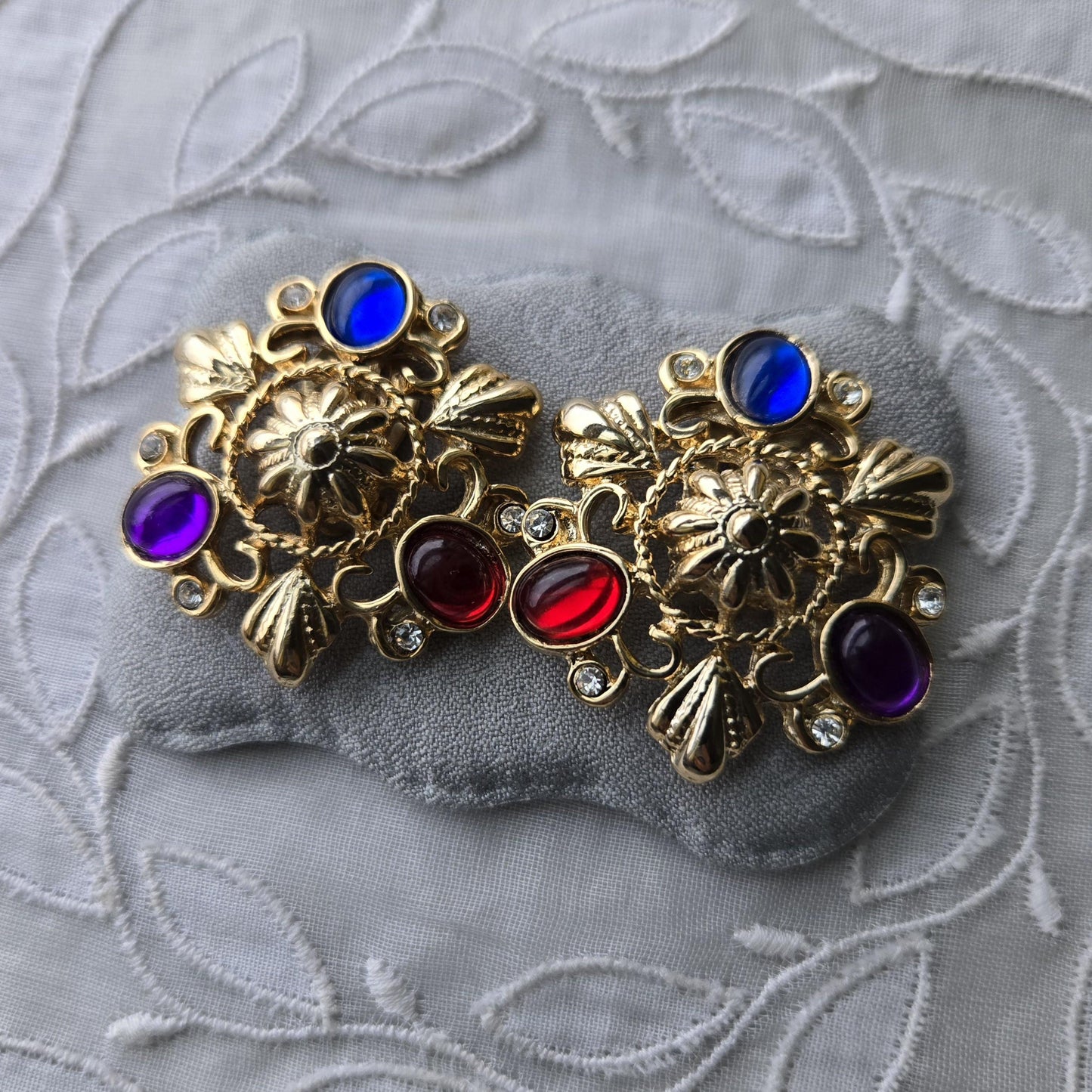 Clip on - Multicoloured Cabochon Clip On Earrings