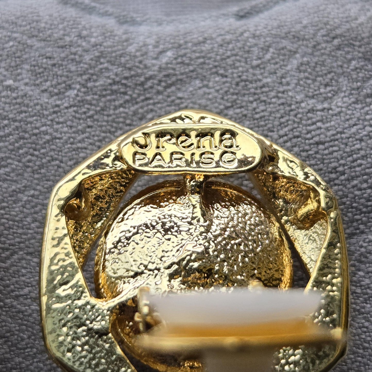 Clip on - Orena Big Pearl Hexagonal Dome Clip On Earrings