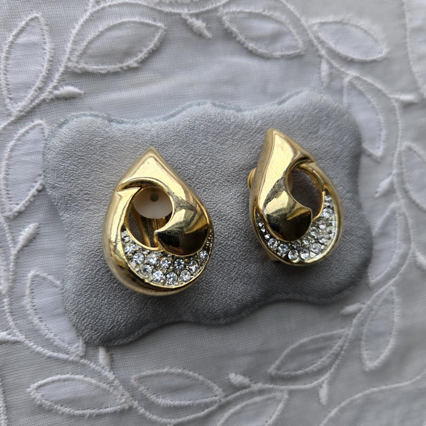 Clip on - Piscitelli Gold and Crystals Clip On Earrings