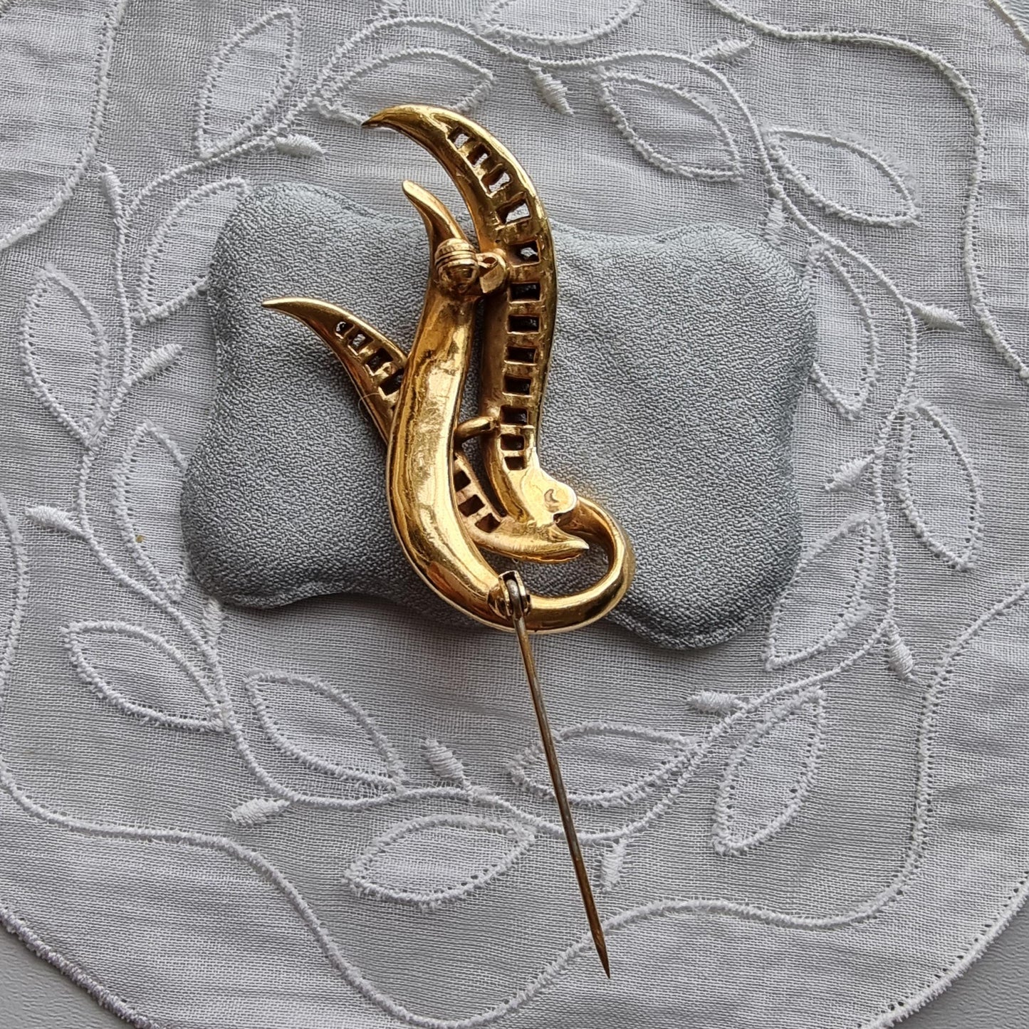 Brooch - Pearl Turquoise and Crystal Flower Brooch