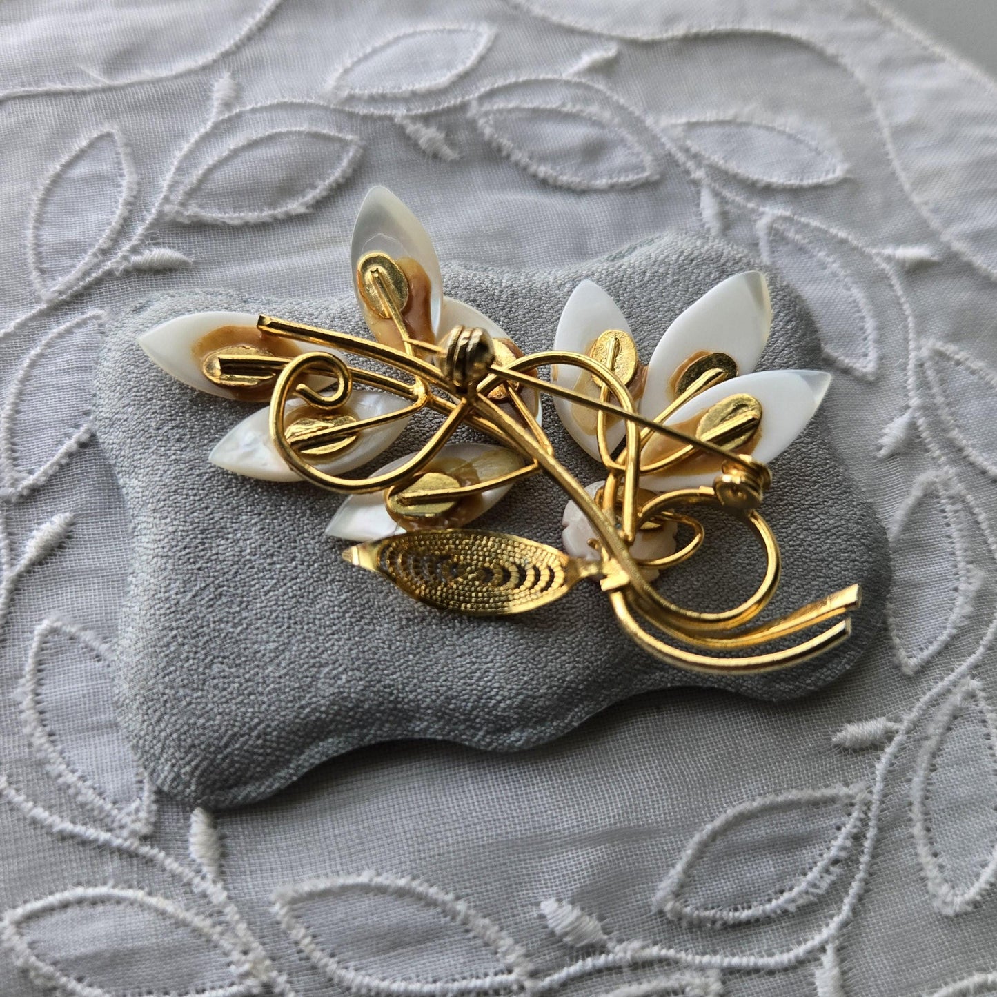 Brooch - Mother of Pearl Leafy Branch Brooch