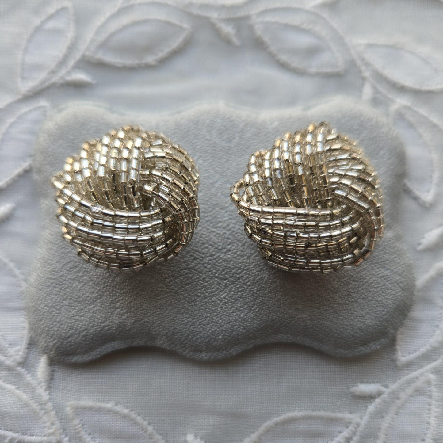 Clip on - Clear Beads Knot Clip On Earrings