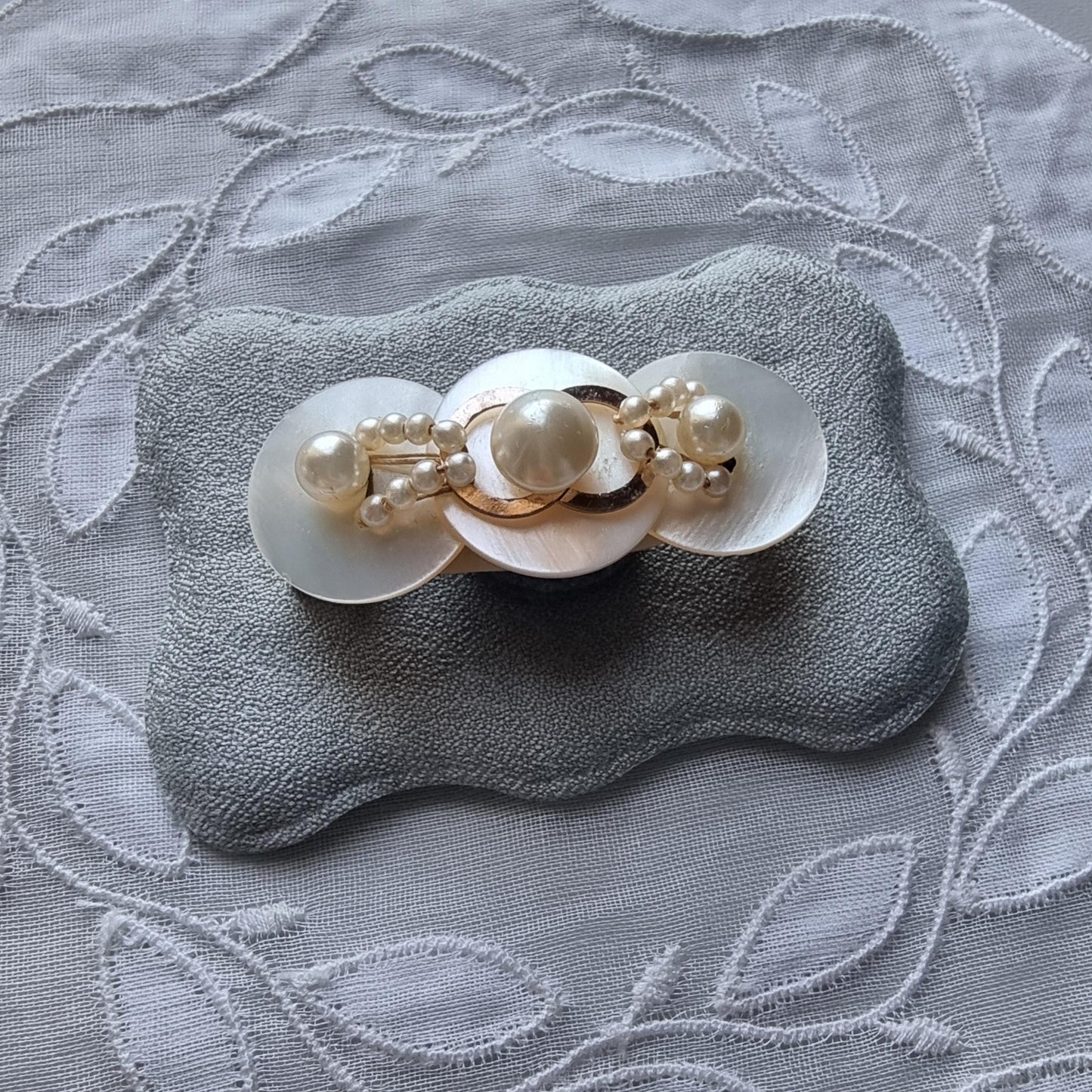 Brooch - Mother of Pearl and Pearl Beads Brooch