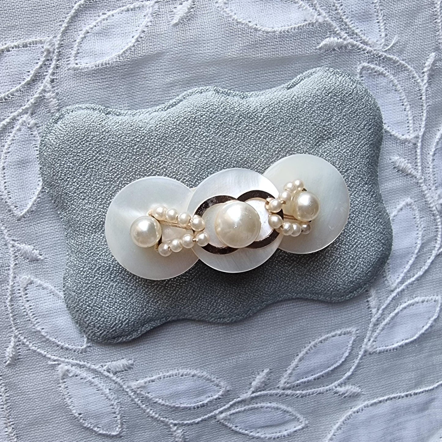 Brooch - Mother of Pearl and Pearl Beads Brooch