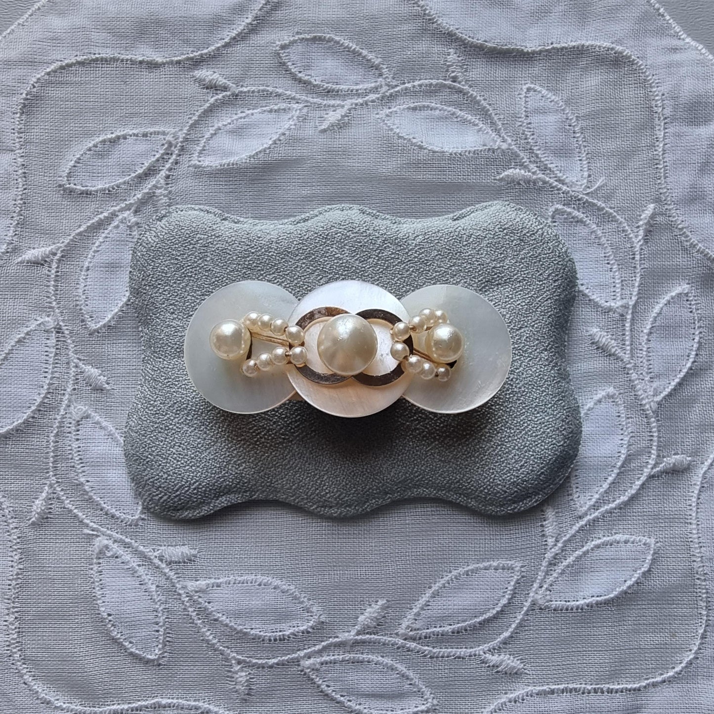 Brooch - Mother of Pearl and Pearl Beads Brooch