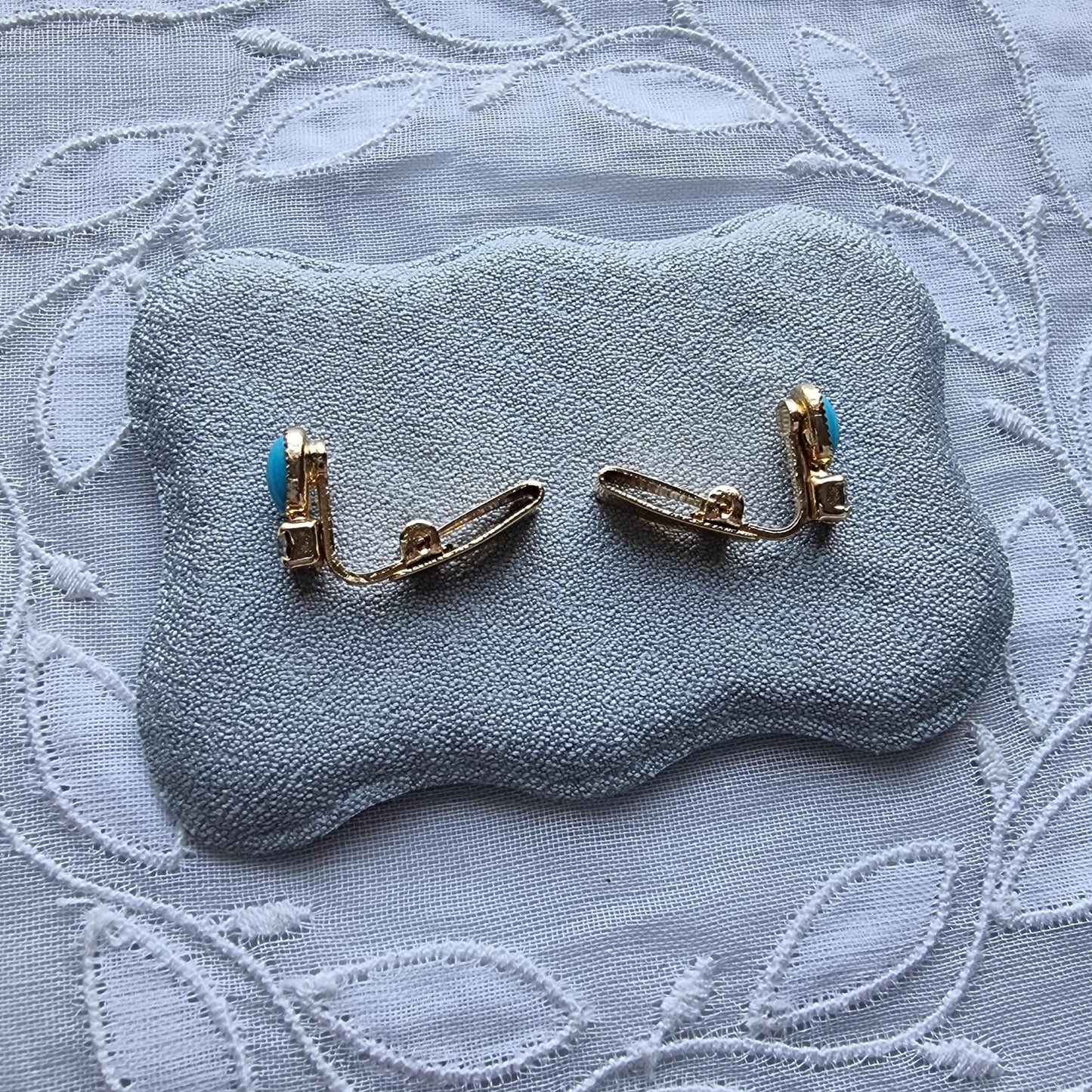 Clip on - Small Turquoise and Crystal Clip on Earrings