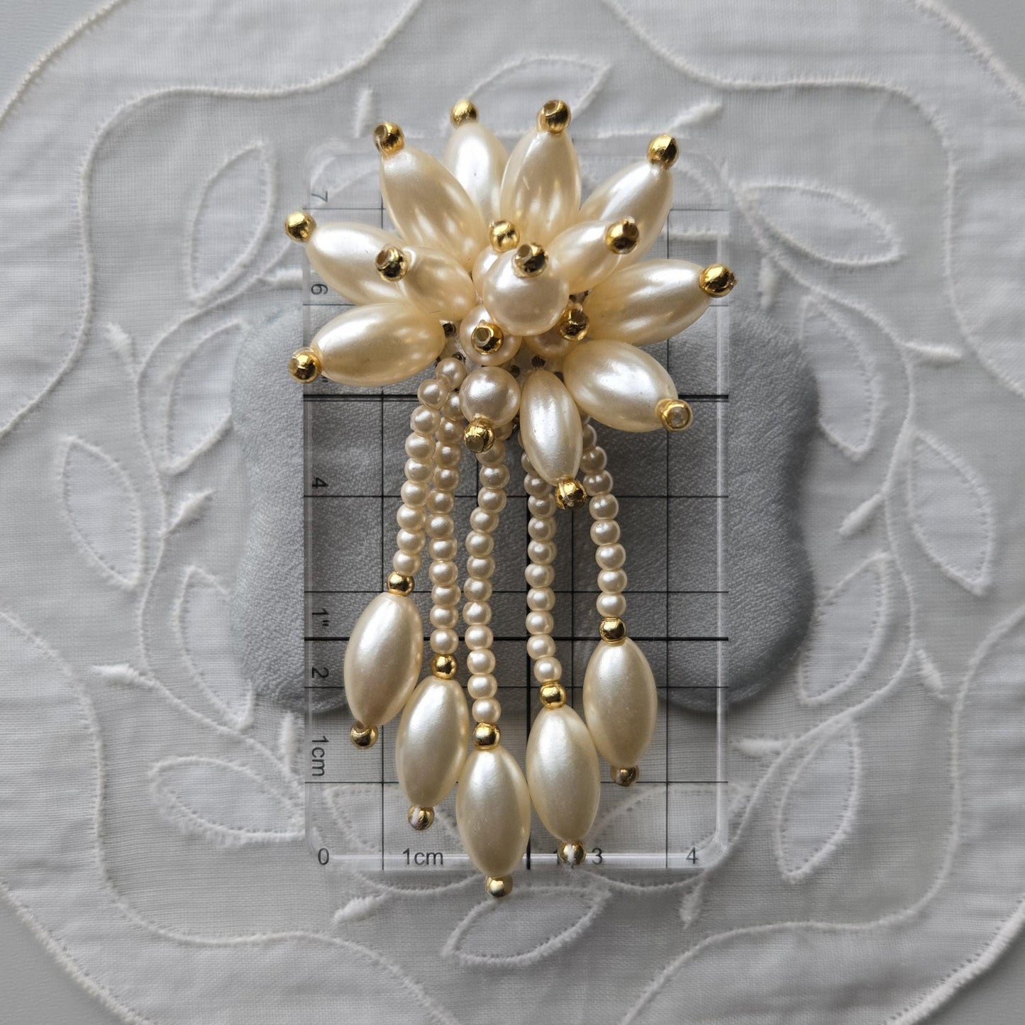 Clip on - Faux Pearl Flower Statement Clip on Earrings