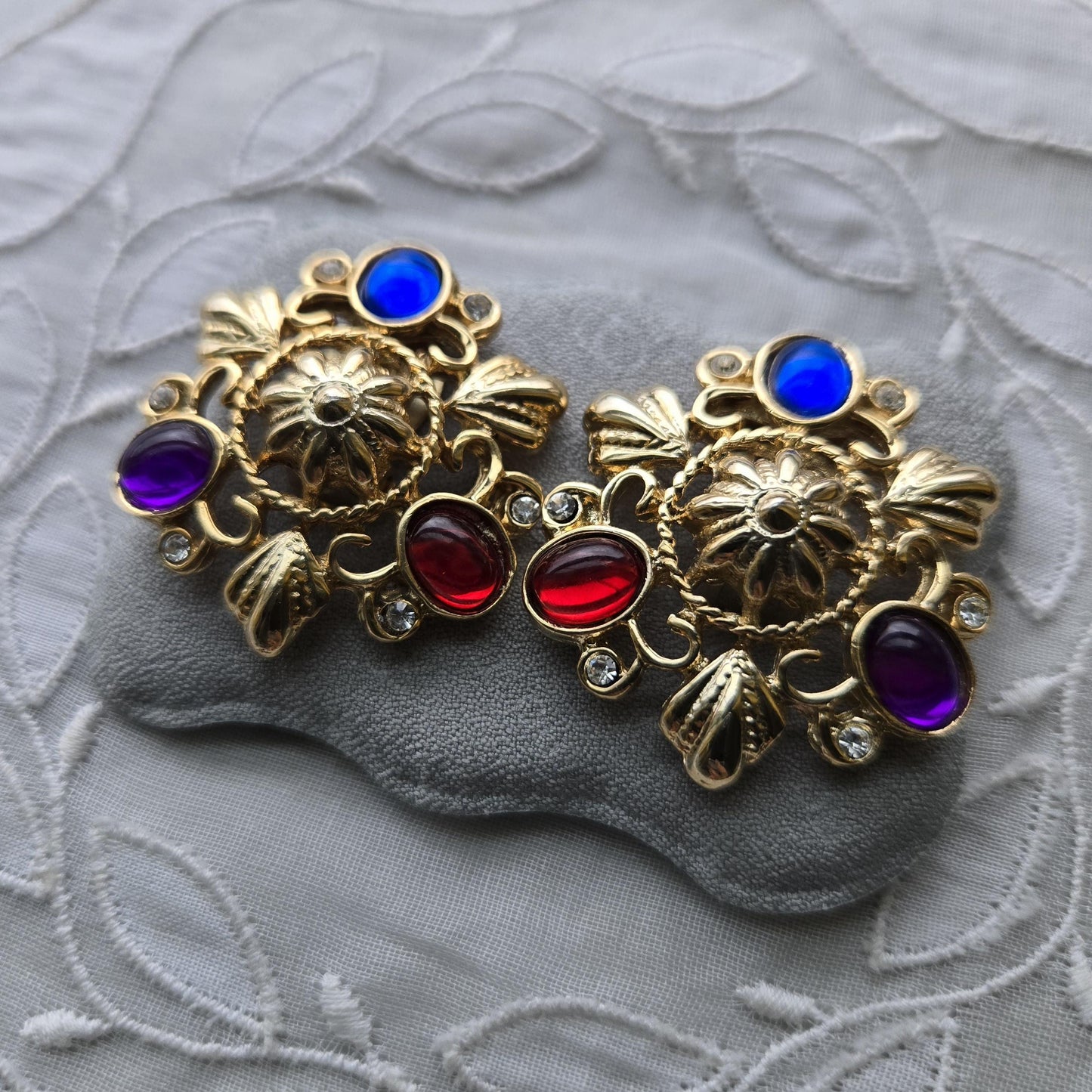 Clip on - Multicoloured Cabochon Clip On Earrings