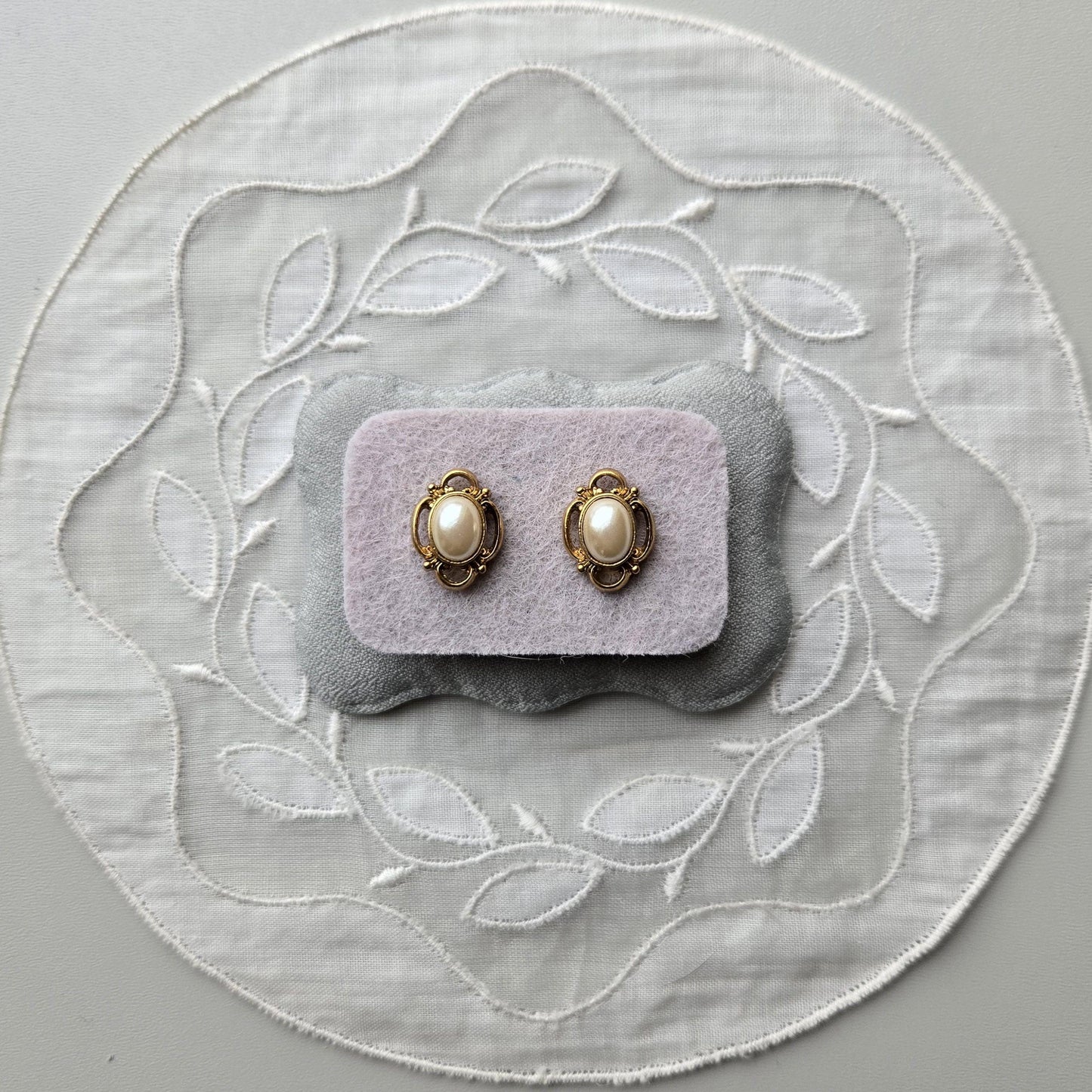 Posts - Small Oval Pearl Stud Earrings