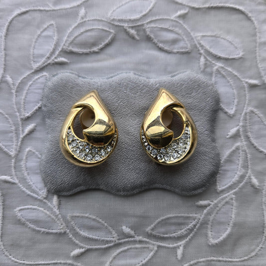 Clip on - Piscitelli Gold and Crystals Clip On Earrings