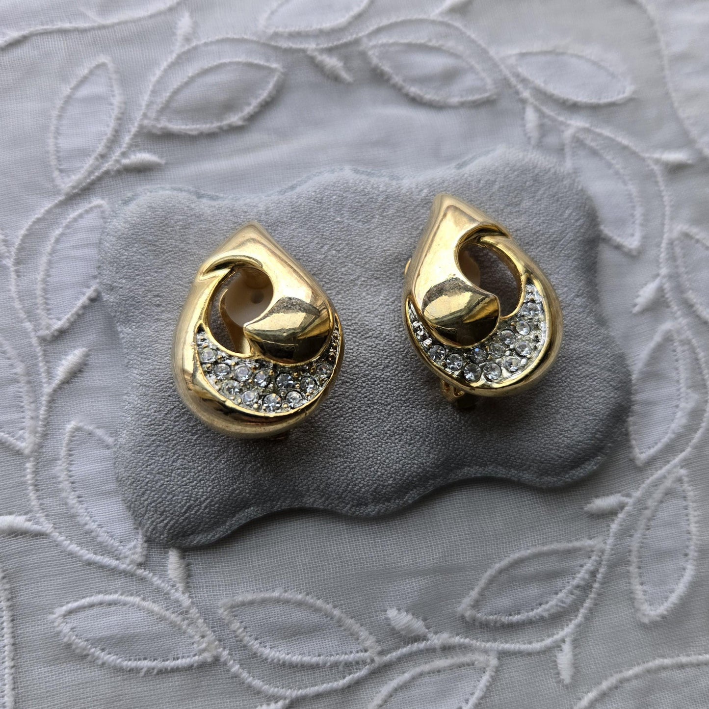 Clip on - Piscitelli Gold and Crystals Clip On Earrings