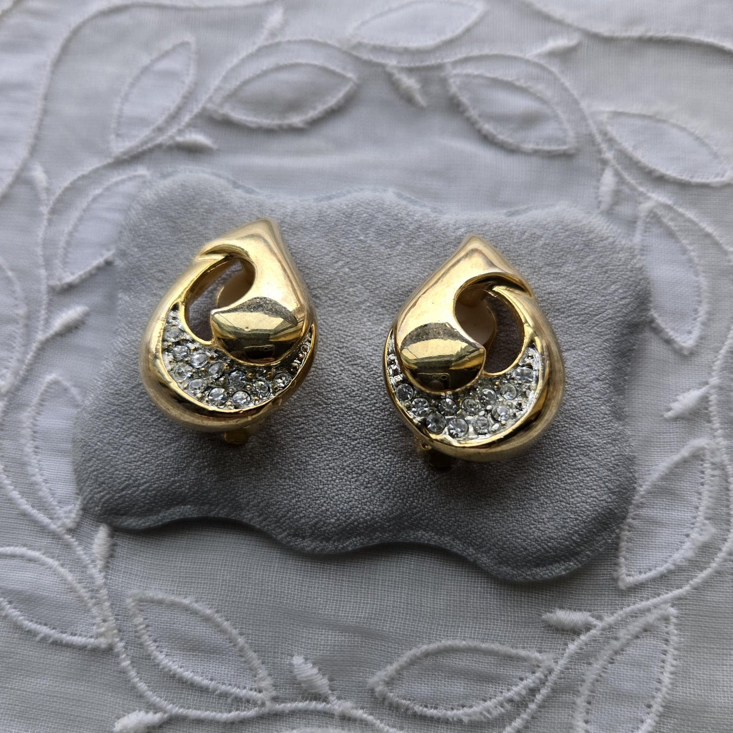 Clip on - Piscitelli Gold and Crystals Clip On Earrings