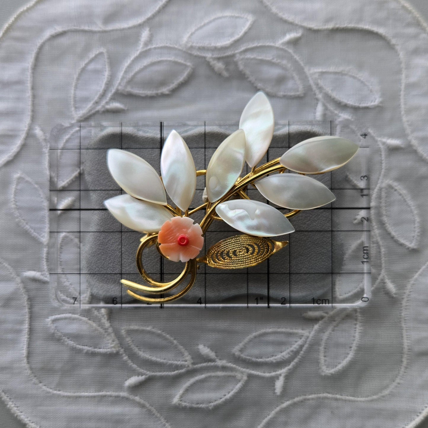 Brooch - Mother of Pearl Leafy Branch Brooch