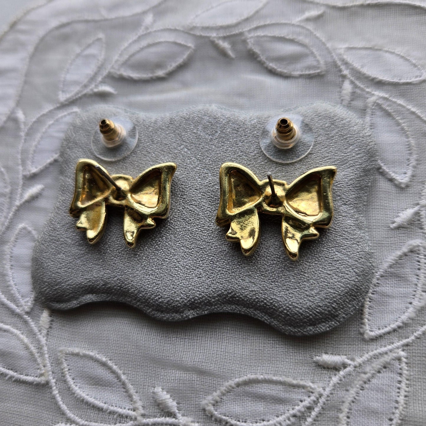 Posts - White Enamel Bow Stud Earrings