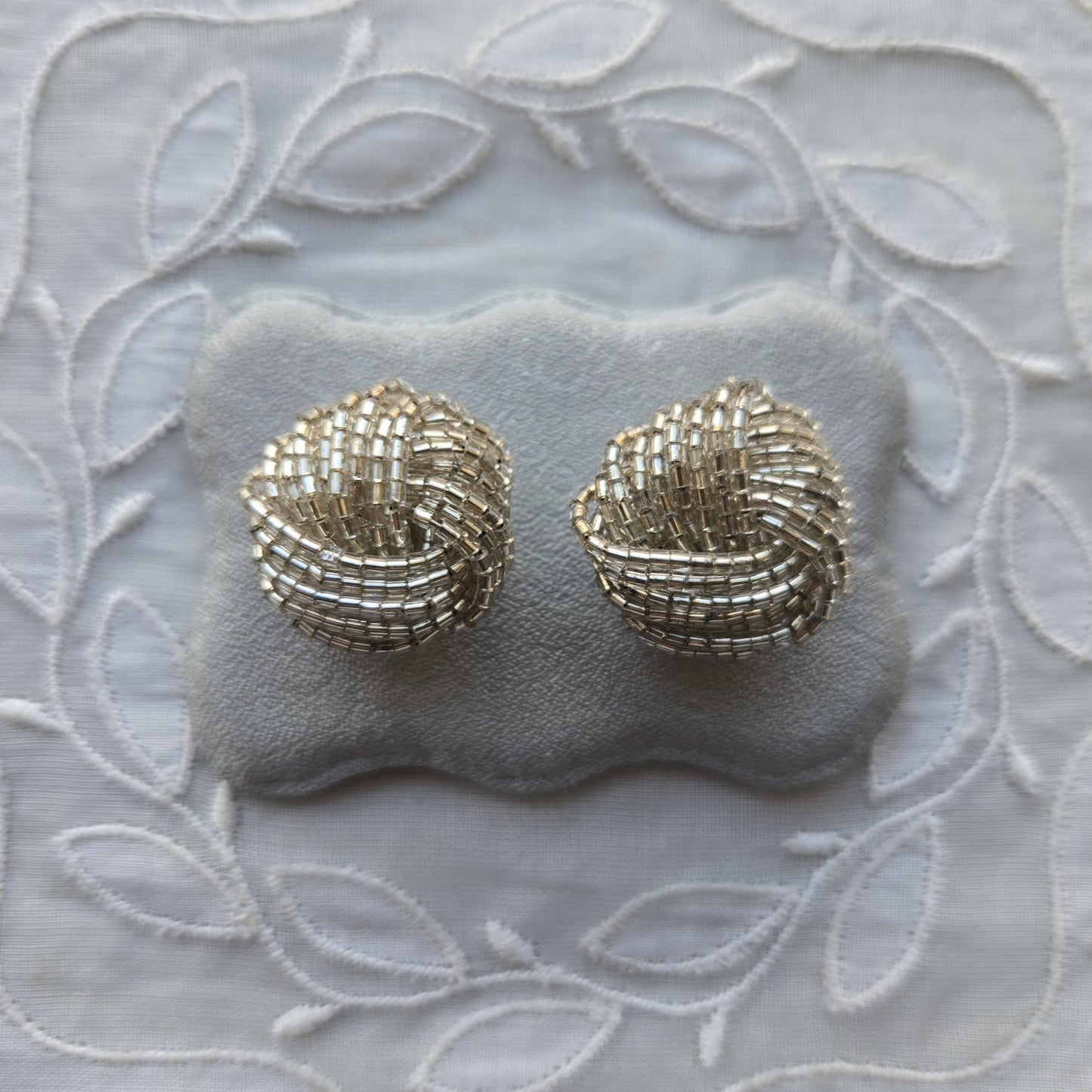 Clip on - Clear Beads Knot Clip On Earrings