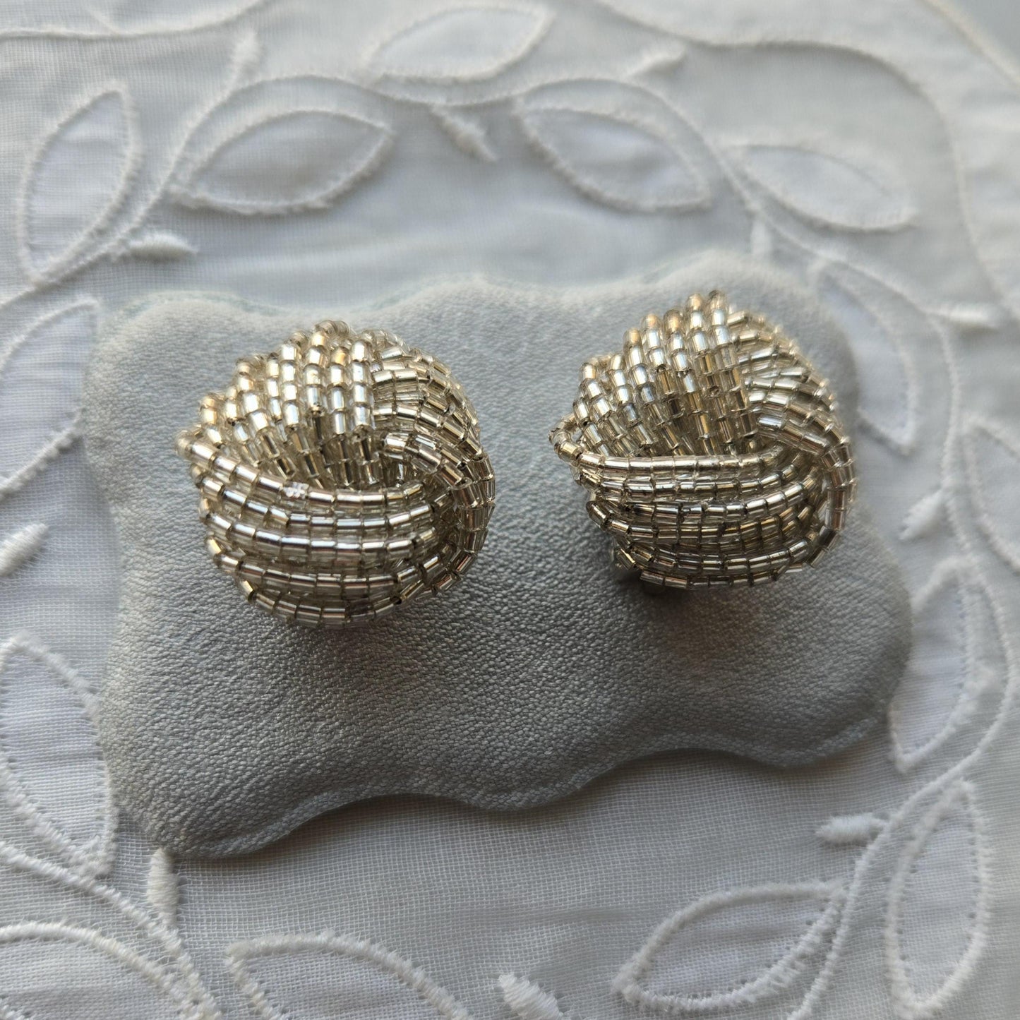 Clip on - Clear Beads Knot Clip On Earrings