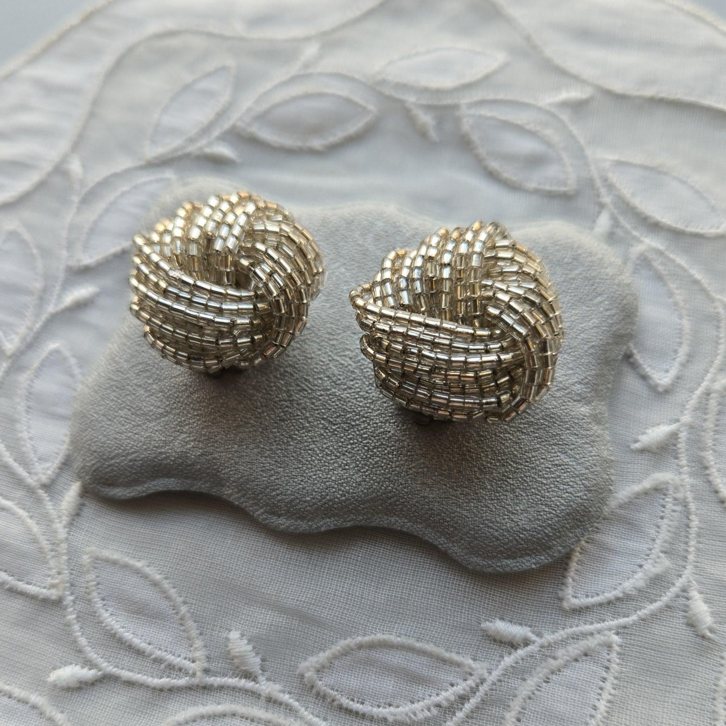 Clip on - Clear Beads Knot Clip On Earrings