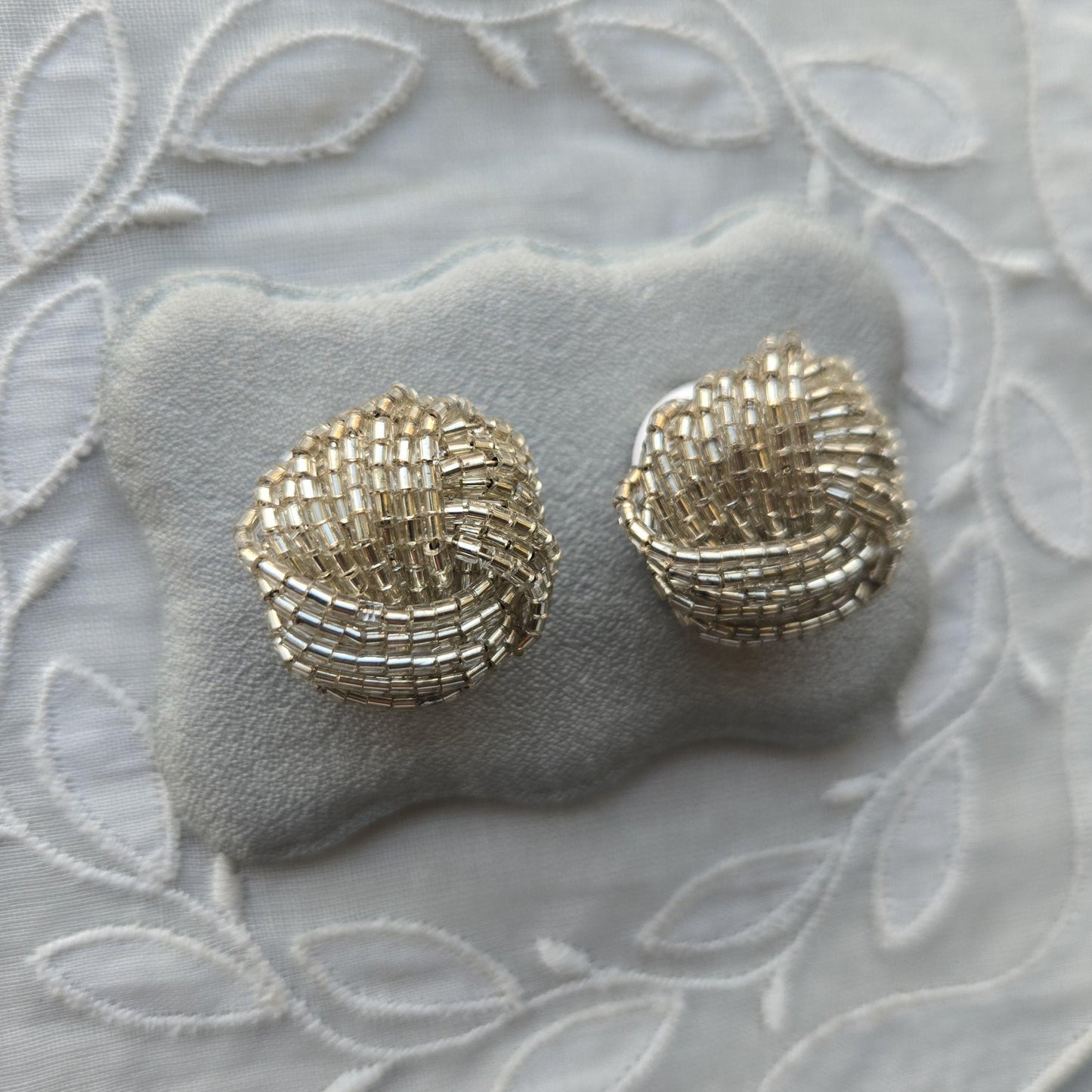 Clip on - Clear Beads Knot Clip On Earrings