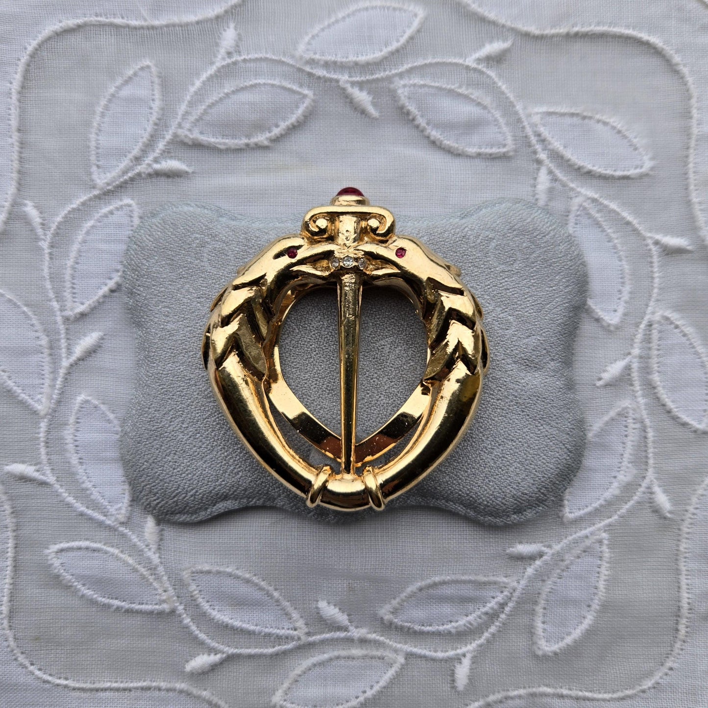 Scarf Clip - Attwood and Sawyer Red Crystal Eagle Heads Scarf Clip
