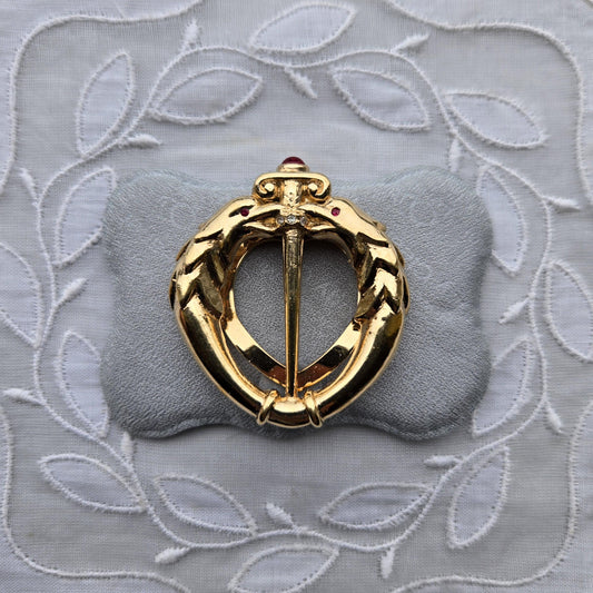 Scarf Clip - Attwood and Sawyer Red Crystal Eagle Heads Scarf Clip
