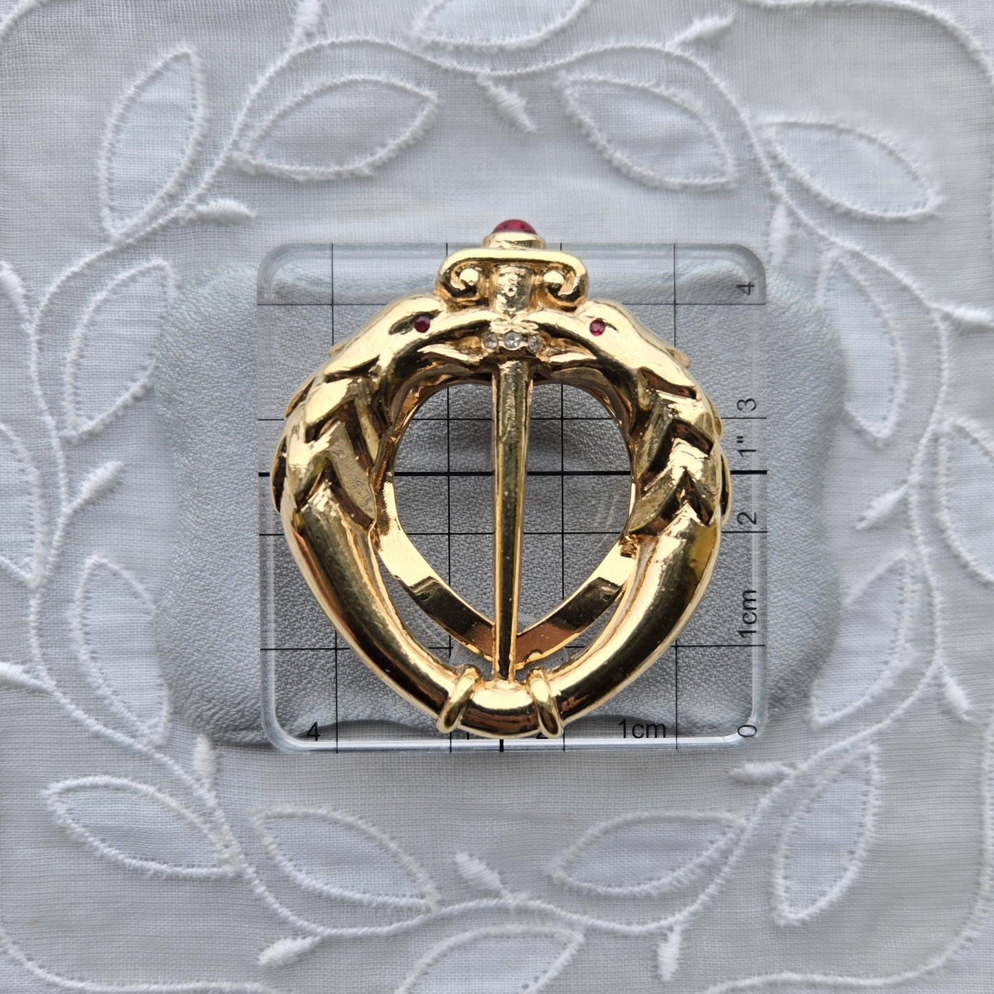 Scarf Clip - Attwood and Sawyer Red Crystal Eagle Heads Scarf Clip
