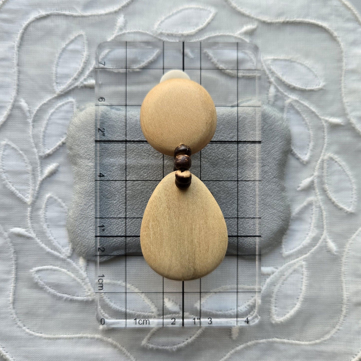 Clip on - Light Wooden Drop Clip On Earrings