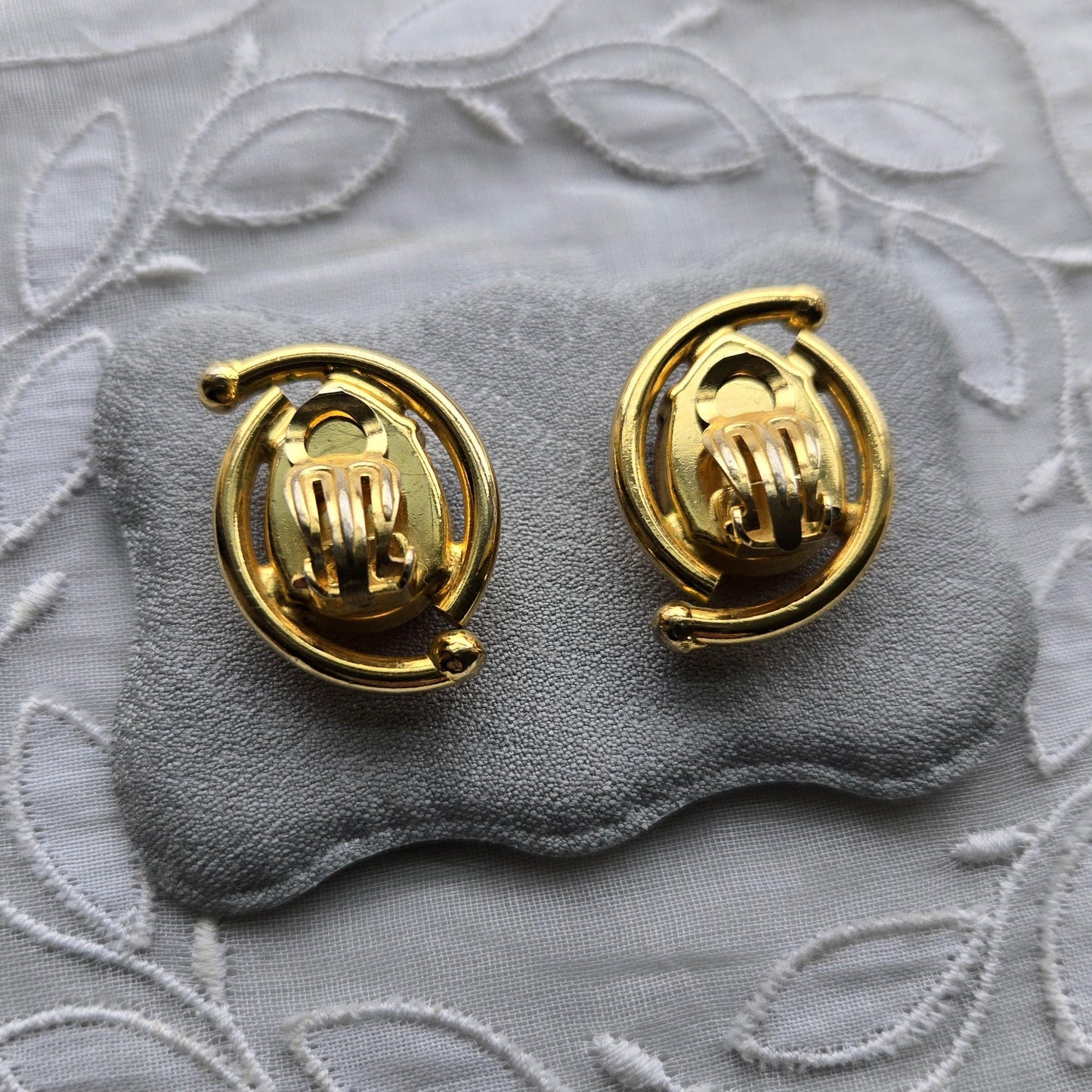 Clip on - Frosted Yellow Orange Cabochon Clip On Earrings