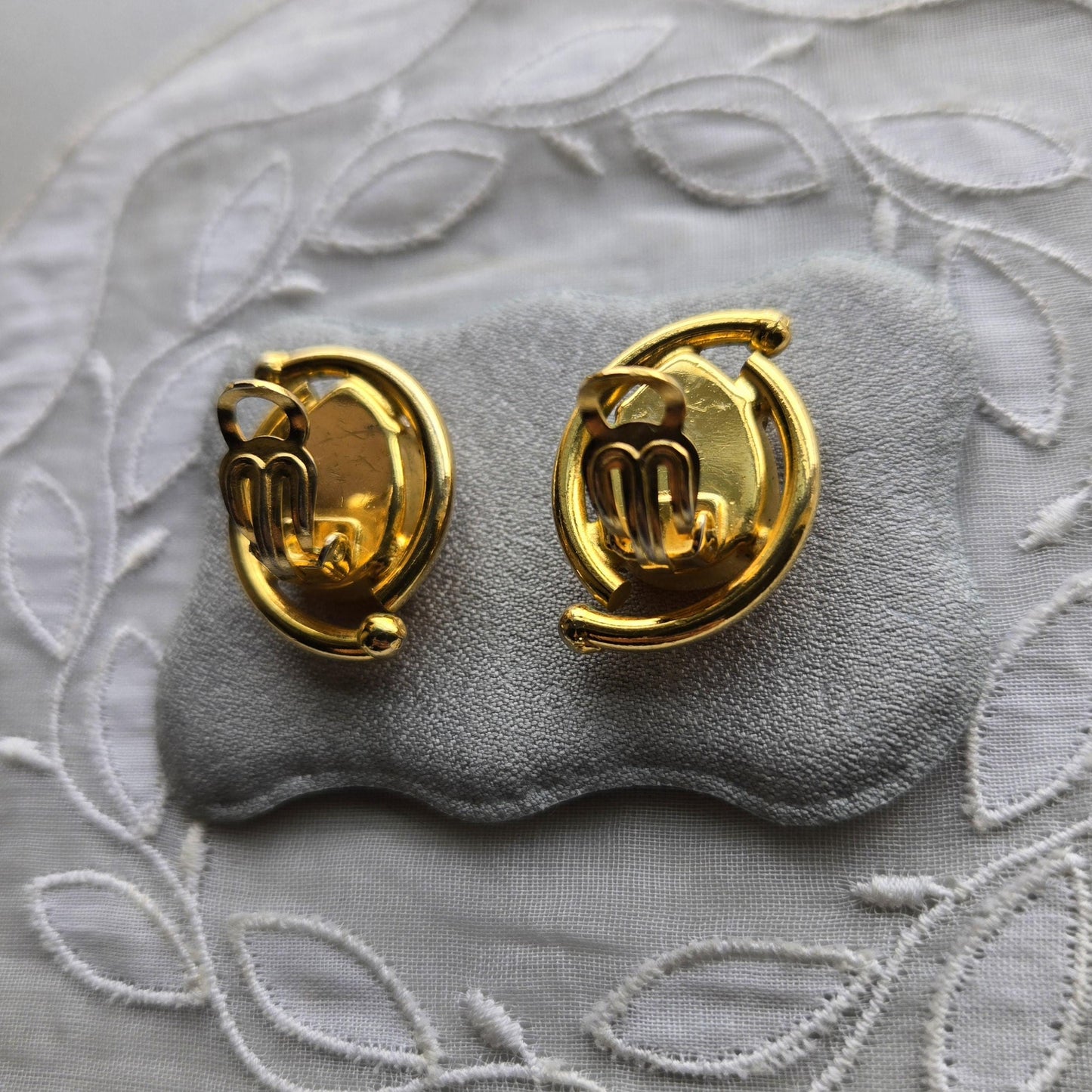 Clip on - Frosted Yellow Orange Cabochon Clip On Earrings